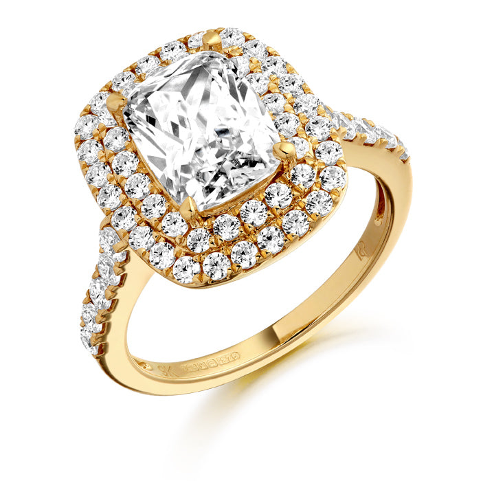 9ct Yellow&nbsp;Gold Solisto Phoenix cut CZ Ring with dazzling Micro Pave stones. Absolutely stunning!