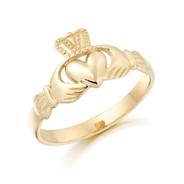 Ladies Plain Claddagh Ring - 9ct Yellow Gold