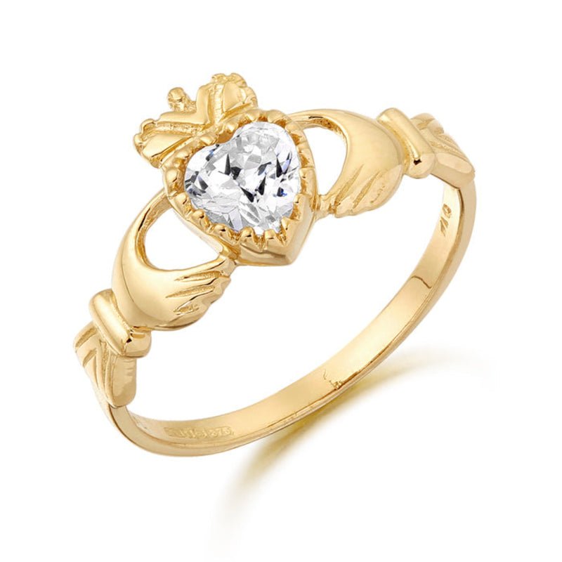 Birthstone Claddagh Rings - 9ct Yellow Gold