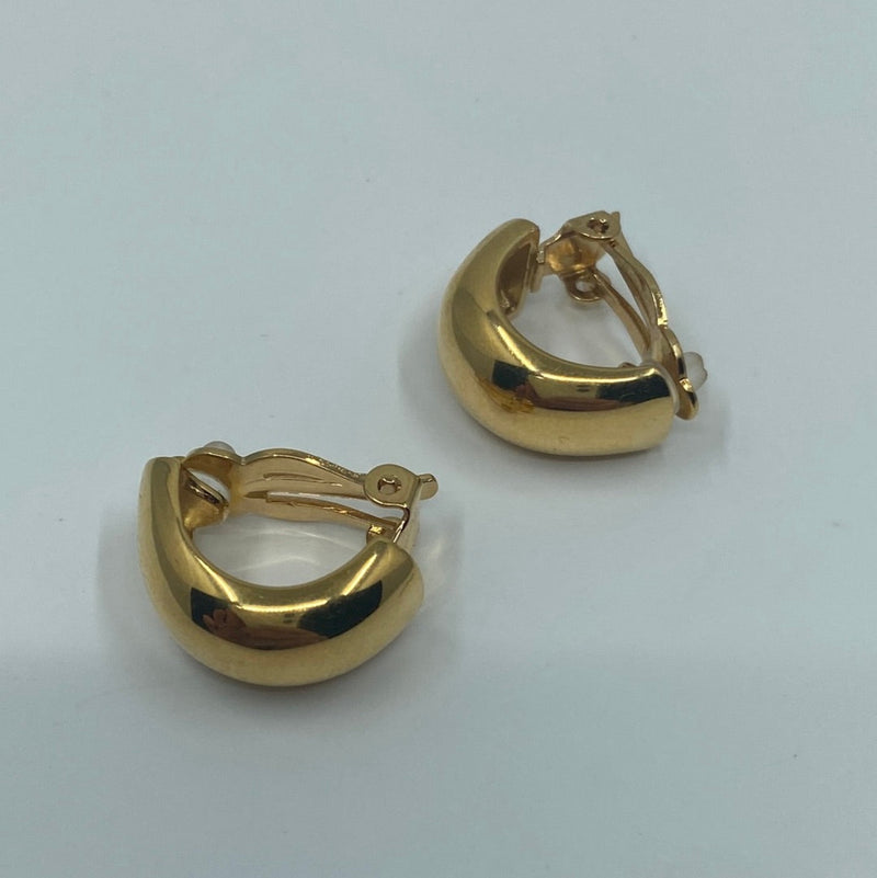 Chunky Hoop Clip On Earrings - Gold filled