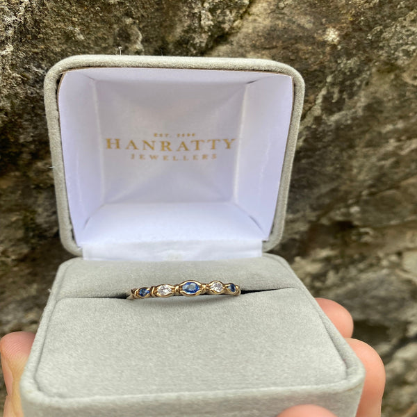 Sapphire & Diamond Stone Eternity Ring - 9ct Gold