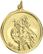 Round St. Christopher Medal 10mm - 9ct Gold