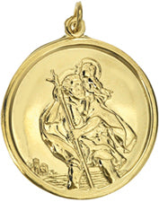 Round St. Christopher Medal 13mm - 9ct Gold