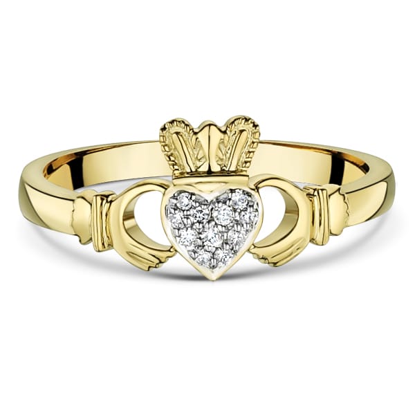 Diamond Claddagh Ring - 9ct Gold