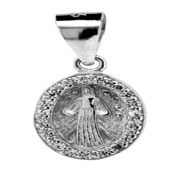 Cubic Zirconia Miraculous Medal - Sterling Silver