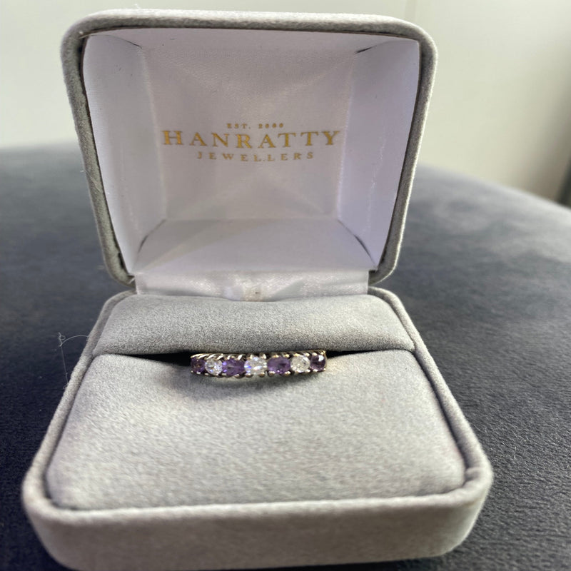 Amethyst Stone Eternity Ring - 9ct Yellow Gold