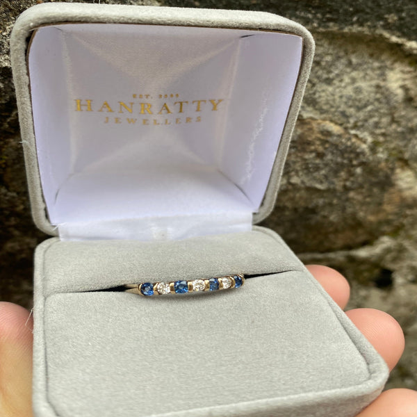 Sapphire & Diamond Eternity Ring - 9ct Yellow Gold