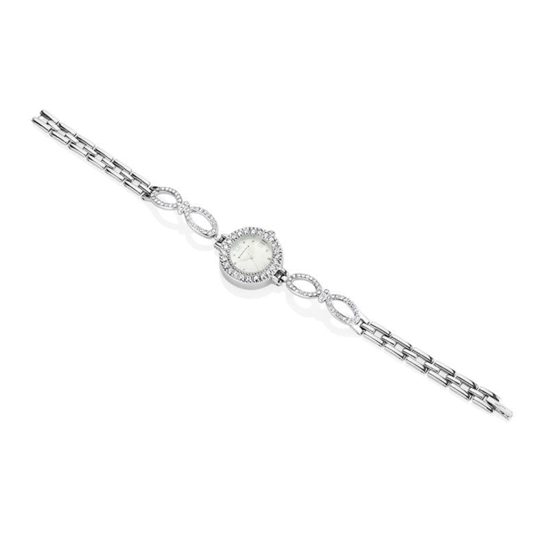 Ladies Watch Link Bracelet Double Clasp - Sterling Silver