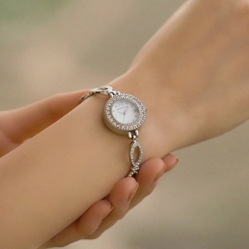 Ladies Watch Link Bracelet Double Clasp - Sterling Silver