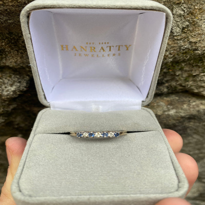 Sapphire & Diamond Eternity Ring - 9ct Gold