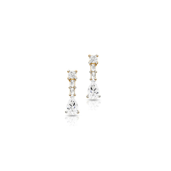 Cubic Zirconia Stud Earrings - 9ct Gold