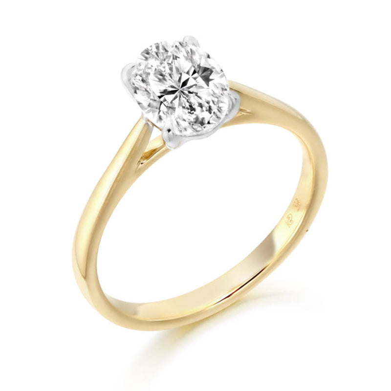 Oval Shape Cubic Zirconia Engagement Ring - 9ct Yellow Gold