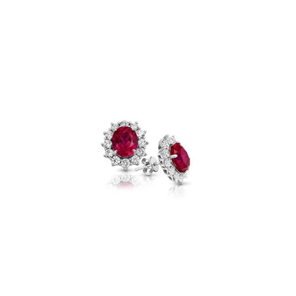 9ct White Gold Ruby CZ Earrings