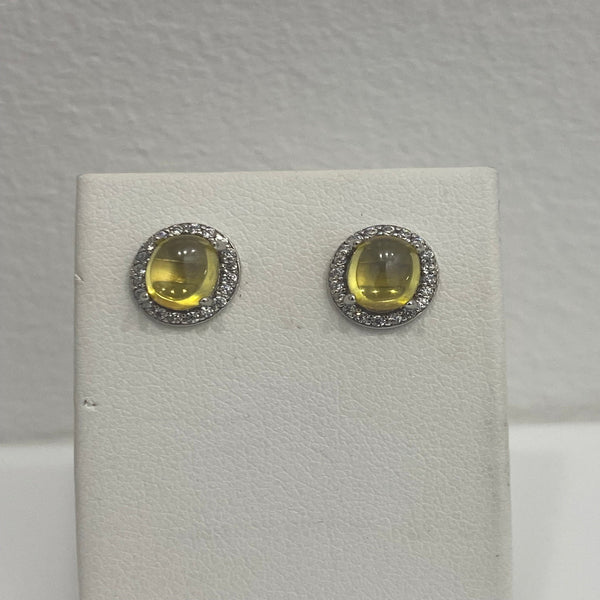 Pave Set Stud Earrings Sterling Silver