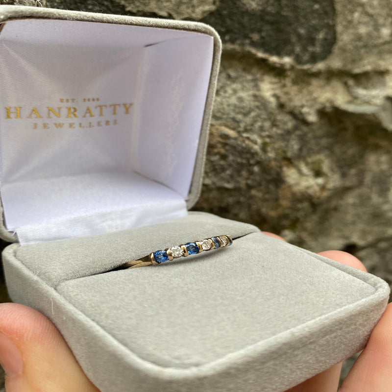 Sapphire & Diamond Eternity Ring - 9ct Yellow Gold