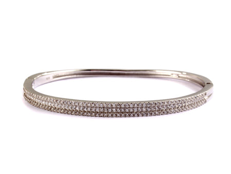 White Cubic Zirconia Bangle - Sterling Silver