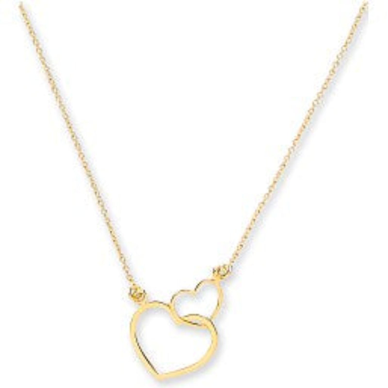 Adjustable Rolo Chain,Two Hearts - 9ct Yellow Gold