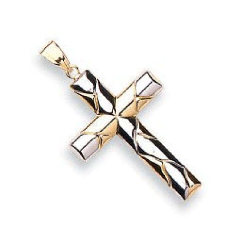 Cross Pendant - 9ct Yellow & White Gold