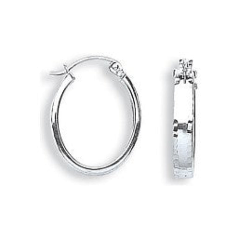 D/C Oval Hoop Earrings - White Gold