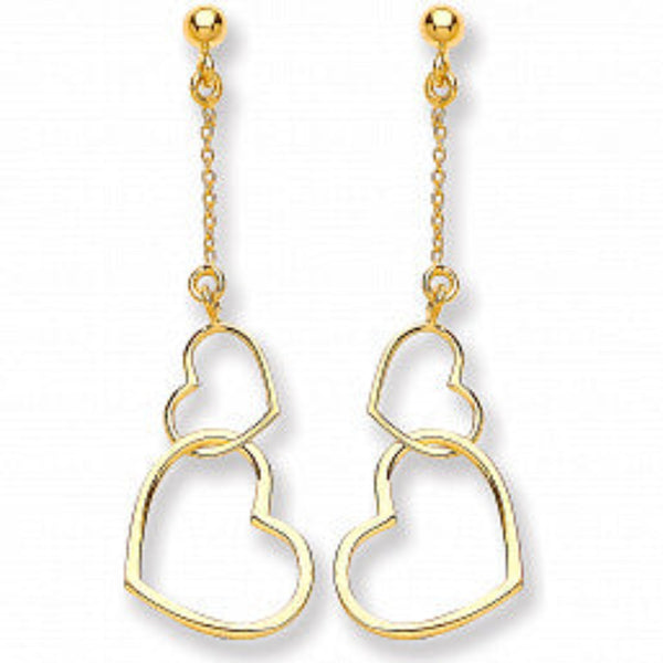 Heart Drop Earring - 9ct Yellow Gold