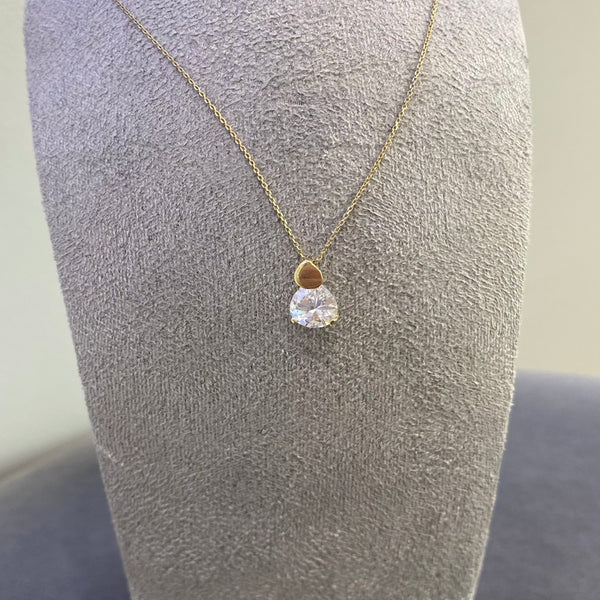 CZ Drop Necklace - 9ct Yellow Gold