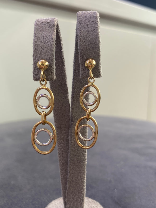 Fancy Circle Drop Earrings - 9ct Yellow Gold