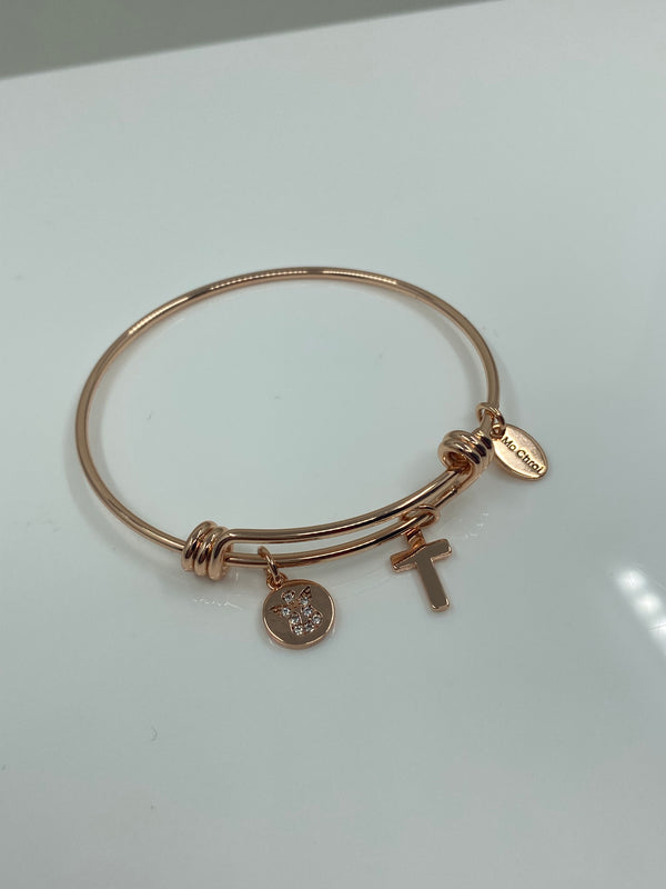 Bangle With Charms - Rose Gold