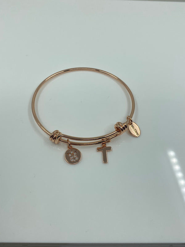 Bangle With Charms - Rose Gold