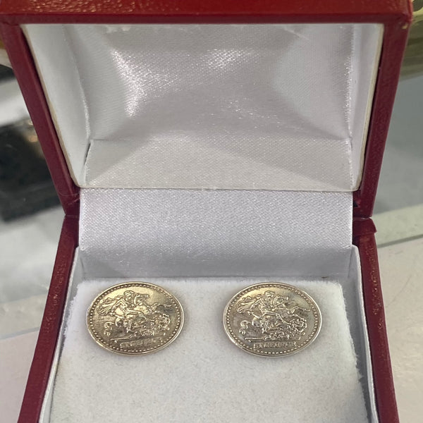 St George Silver coin stud earrings 