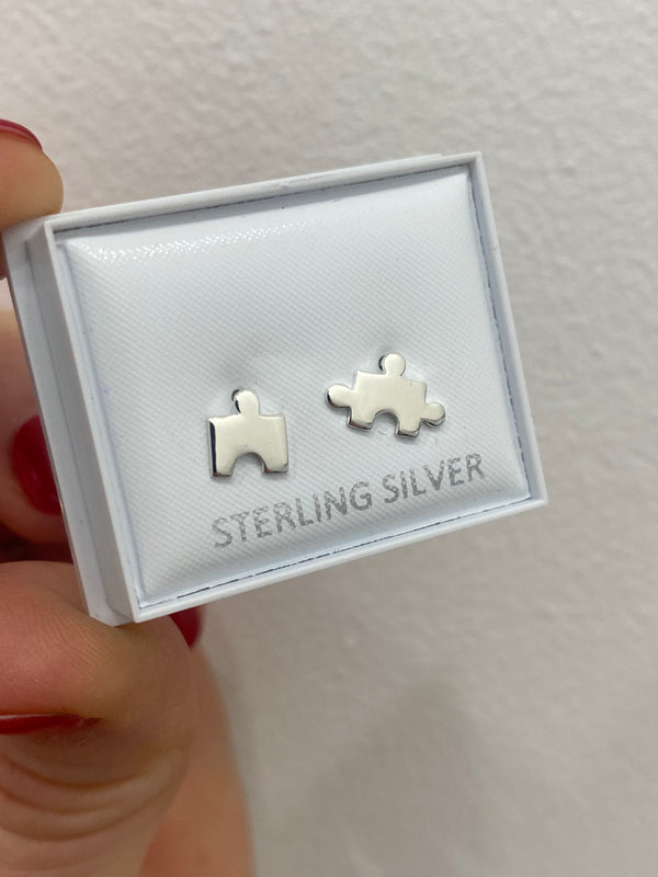 Jigsaw Piece Studs - Sterling Silver