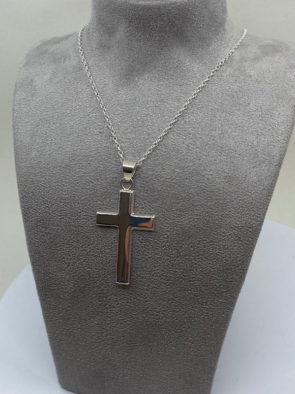 Plain Cross Necklace - Sterling Silver