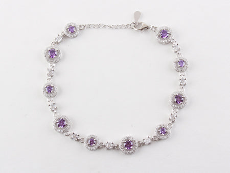 Amethyst Cubic Zirconia Bracelet - Silver