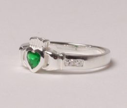 CZ Birthstone Claddagh Ring - Sterling Silver