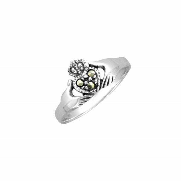 Celtic Claddagh Ring with Marcasite Heart and Crown