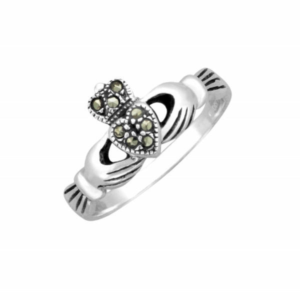 Celtic Claddagh Ring with Marcasite Heart and Crown