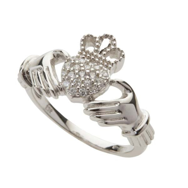 Celtic Claddagh Ring With Cubic Zirconia