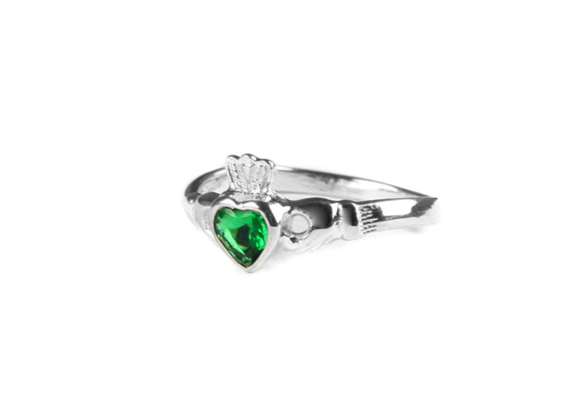 Claddagh Birthstone Ring - Sterling Silver