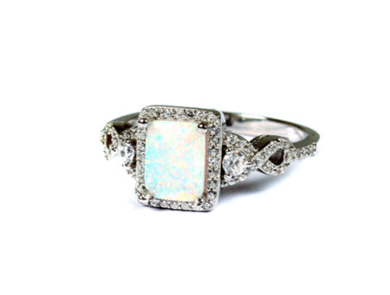 Opal & Cubic Zirconia Ring - Sterling Silver