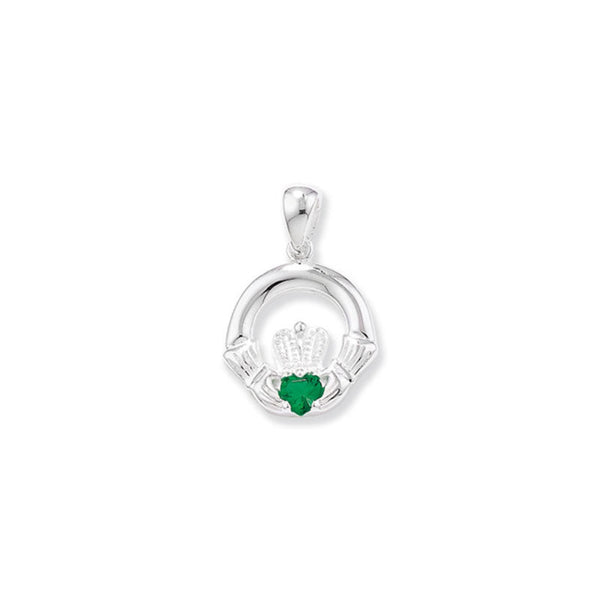 Claddagh Pendant With Green CZ