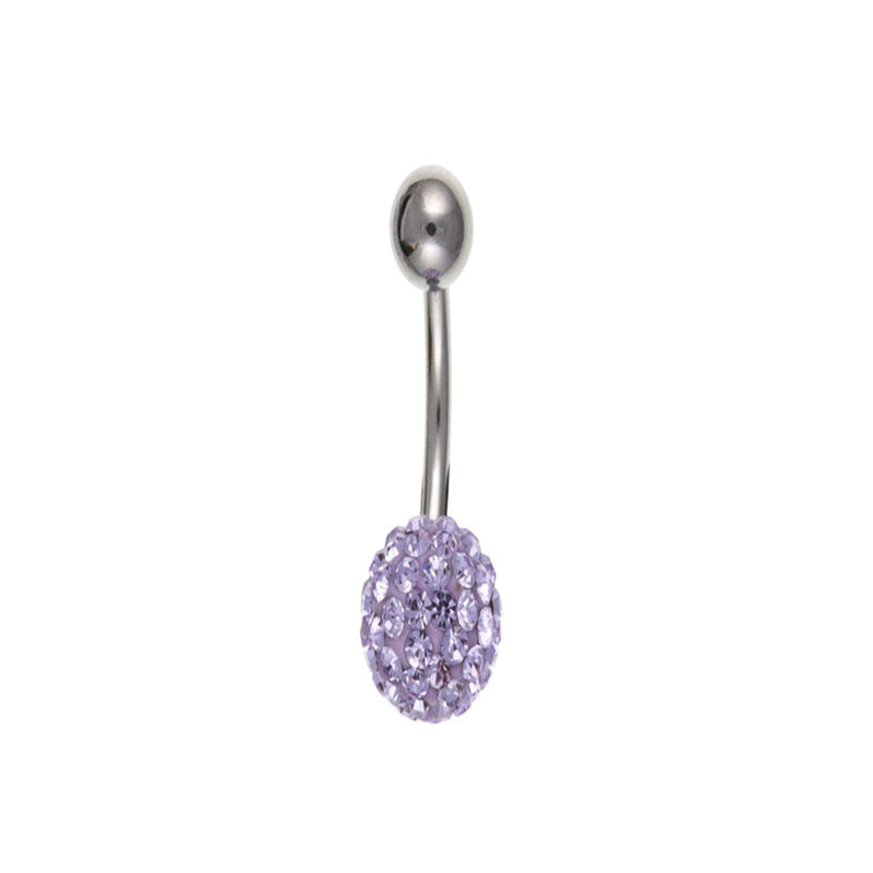 Steel Lavender Crystal Ball Navel Bar