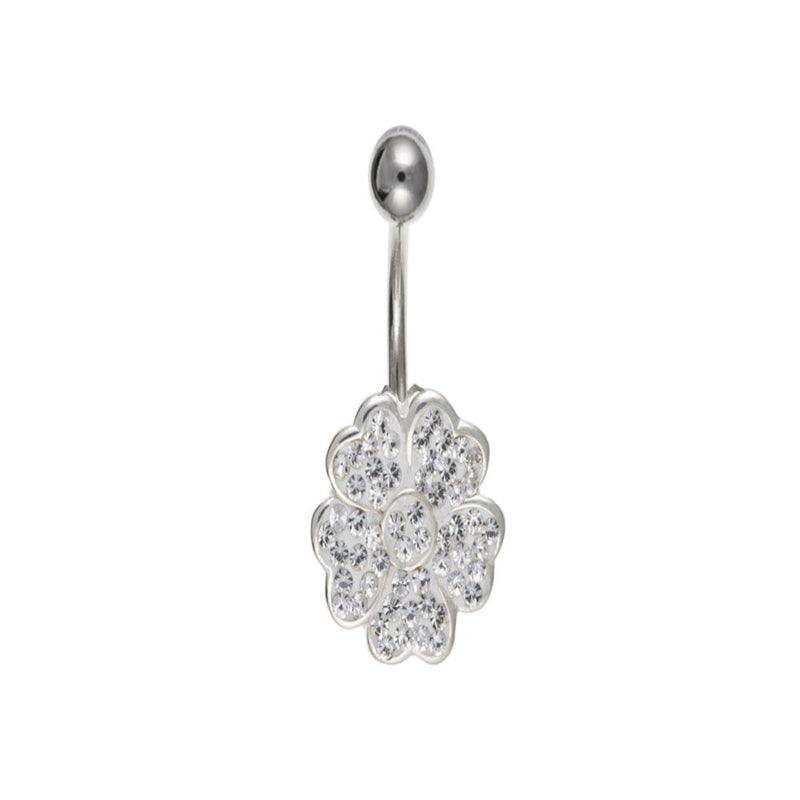 Sil Clear Crystal Flower Navel Bar