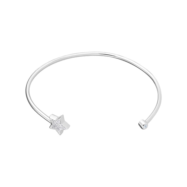 Cubic Zirconia Star Bangle - Sterling Silver