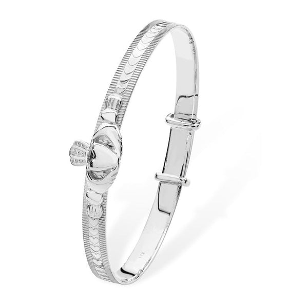 Kids Silver Claddagh Bangle - Sterling Silver