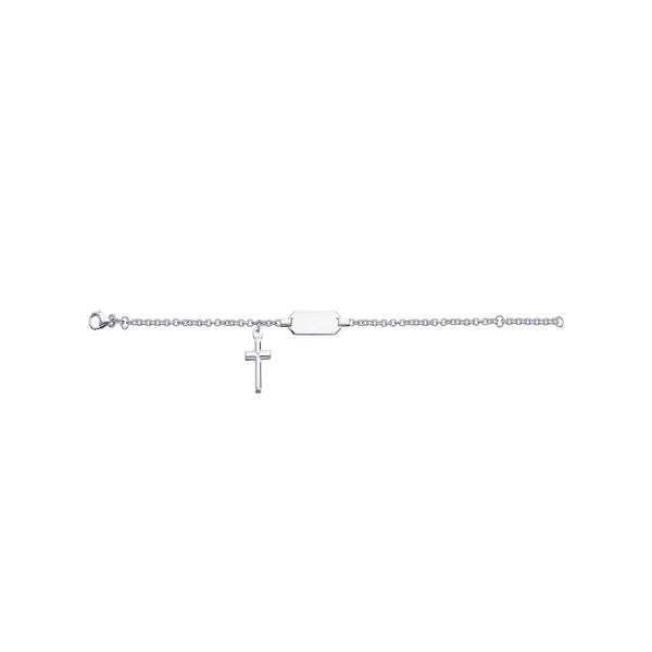 Kids ID Bracelet With Cross - Sterling Silver