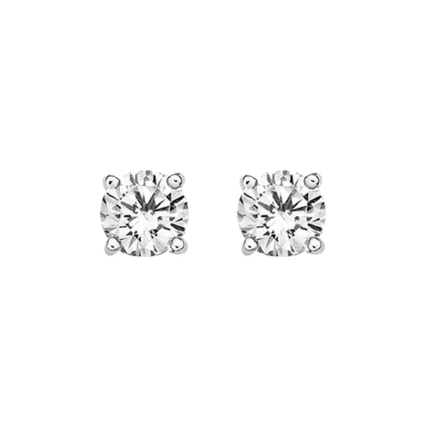 4mm Round Cubic Zirconia Stud Earrings - Sterling Silver