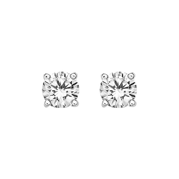 6mm Round Cubic Zirconia Stud Earrings - Sterling Silver