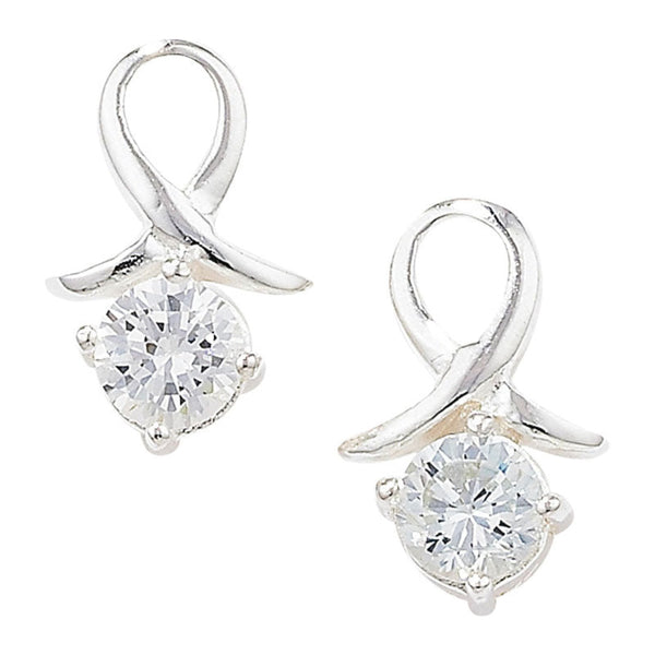 Fancy Twist CZ Earrings - Sterling Silver