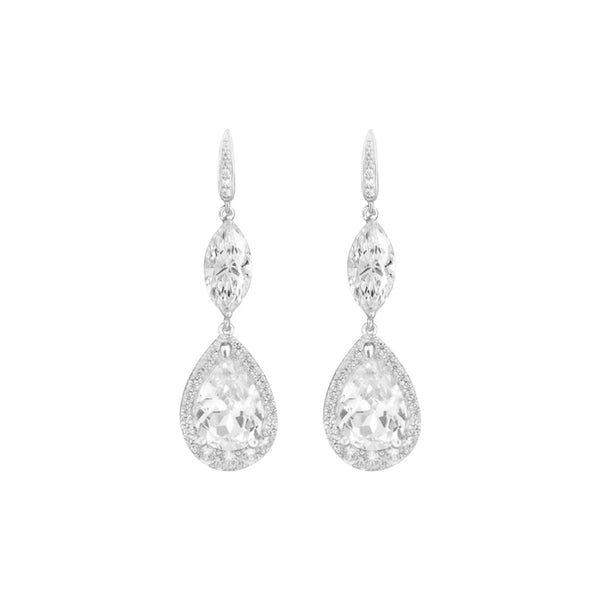 Cubic Zirconia Drop Earrings - Sterling Silver