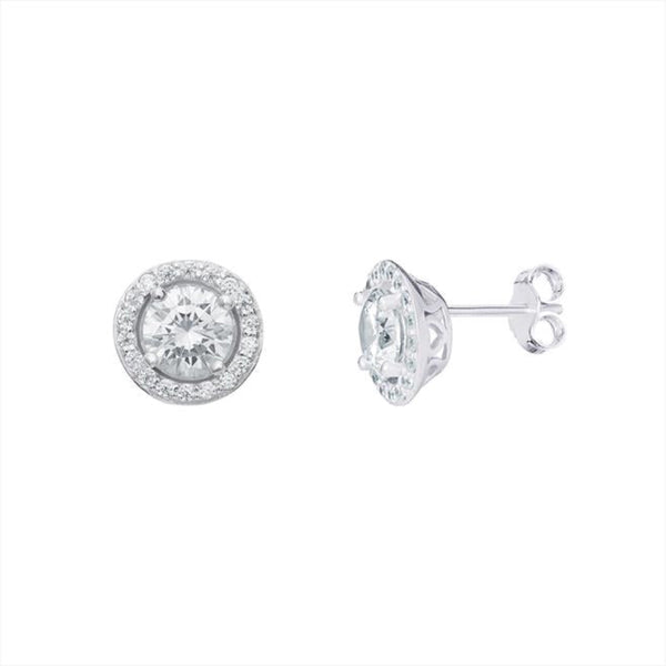 CZ Round Earrings - Sterling Silver