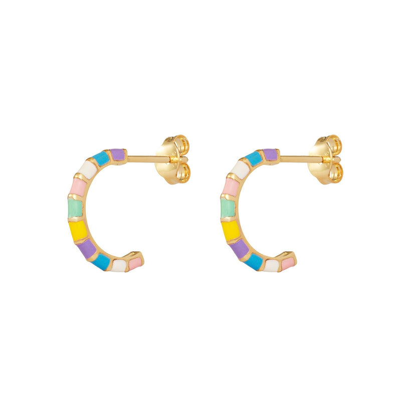 Multicoloured Hoop Earrings - Silver Gold Plated